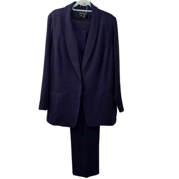 IMAN 2-Piece Dark Navy-Blue Pantsuit – Size 2X, Elegance & Comfort - Picture 3 of 12